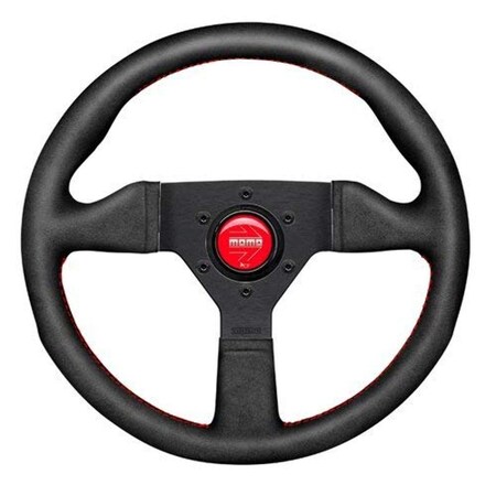 Momo 350 mm Black & Red Stitch Black Spokes Montecarlo Alcantara Steering Wheel MCL35AL3B